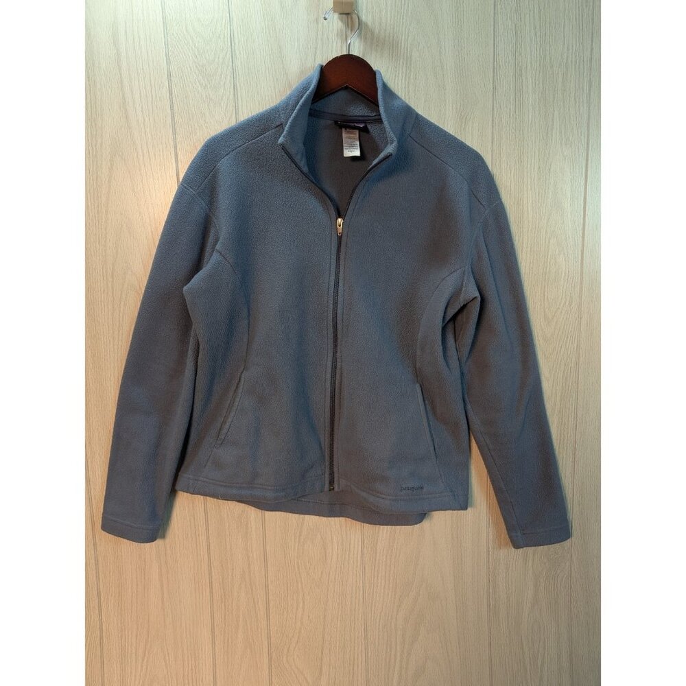 Patagonia Synchilla Fleece Womens Large Blue Full Zip Bomber Jumper Mock Neck